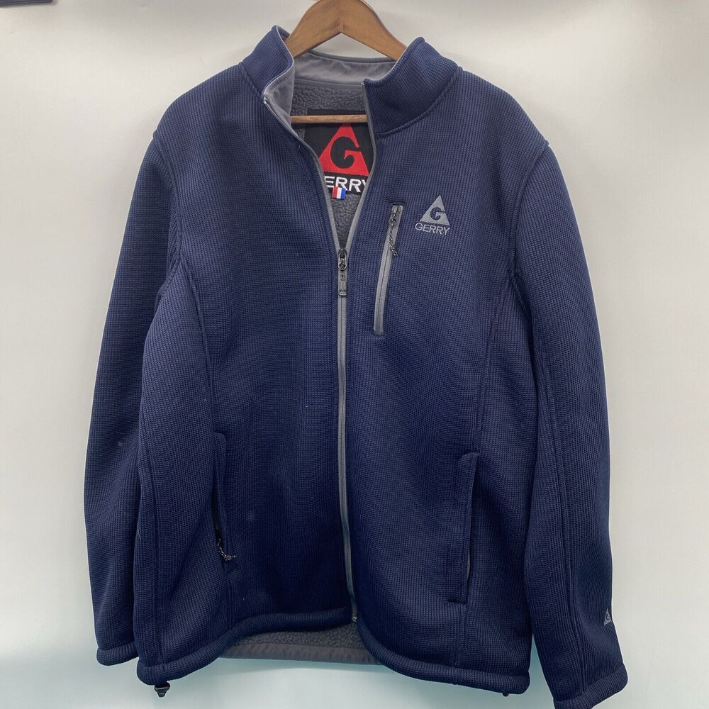 Gerry Basecamp Jacket Men's 2XL Heavy Knit Full Zip Mock Neck Navy Active